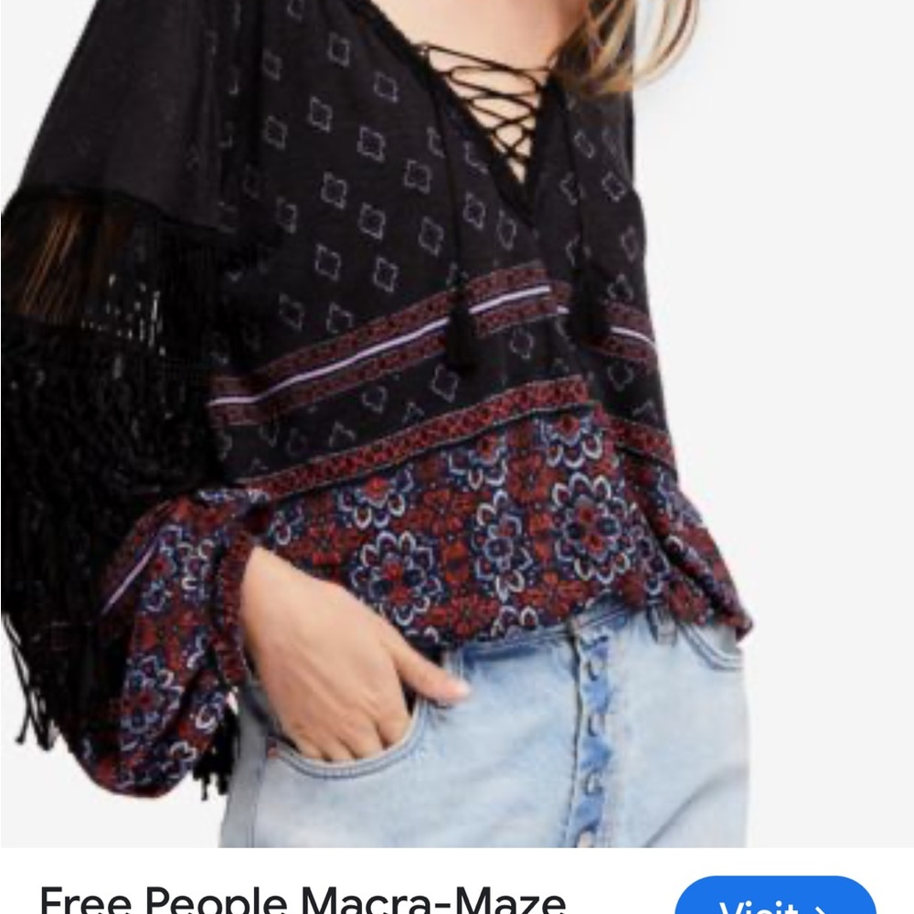 Free People Macra-Maze Me Fringe Top